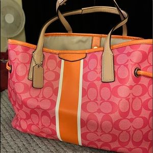 Coach 29064 Signature Stripe Carryall Shoulder Bag